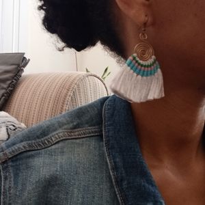 Grey Tassle Earring